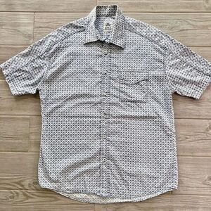 Envy Mens White Blue Skull Print Short Sleeve Button-Up Shirt‎ Size Large
